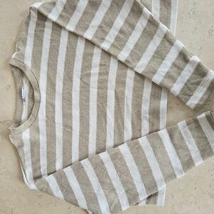 ZARA- Women's Beige And White Crew Neck Sweater